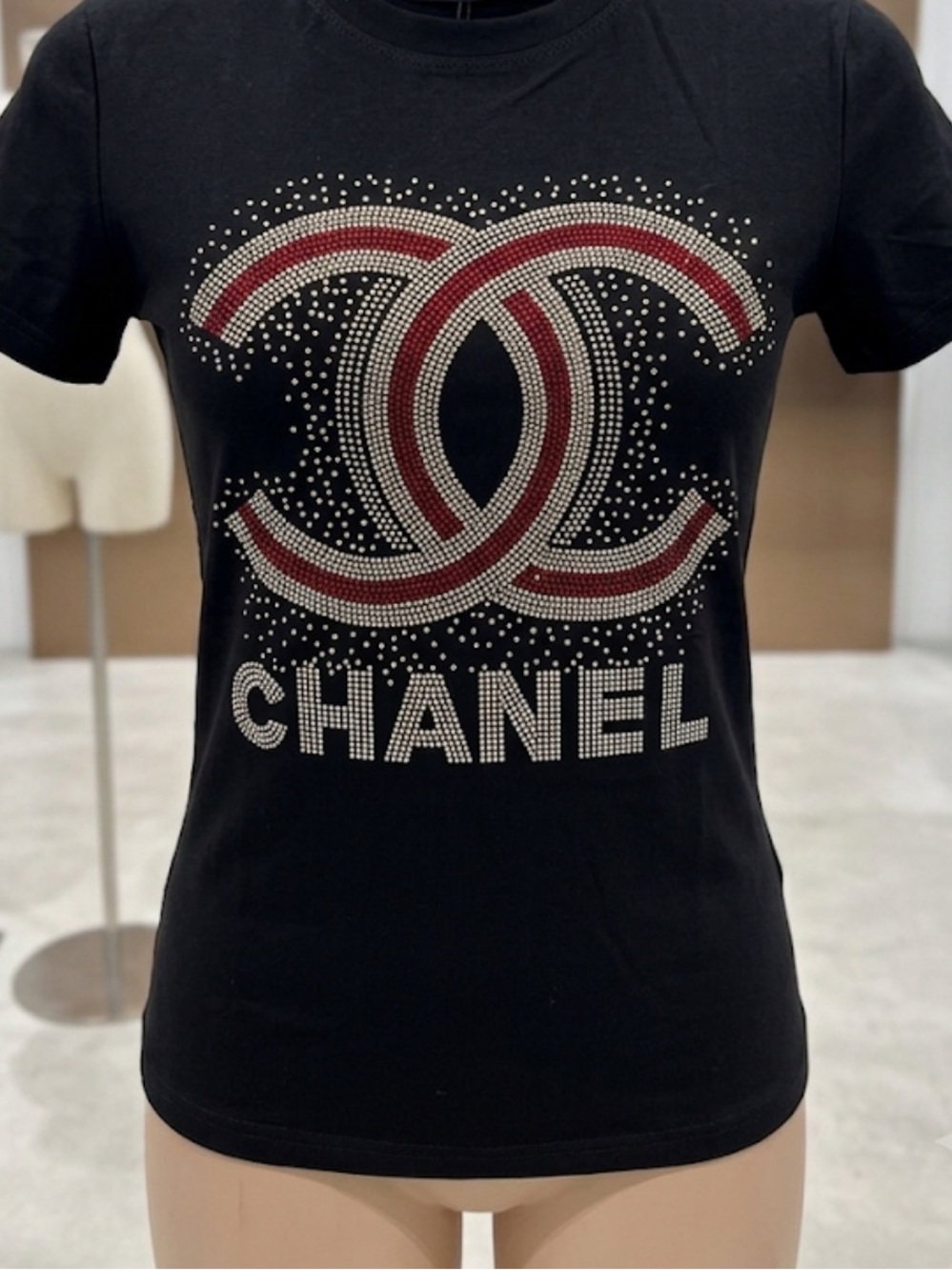 Brand new black stretchy  Crystal Logo  Tee